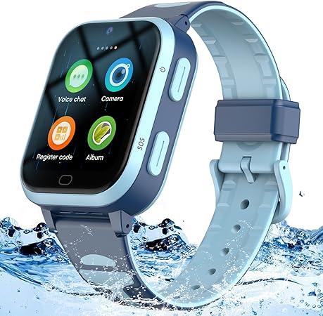 4G GPS Smart Watch for Kids Phone Smartwatch with WhatsApp Anti-Lost Waterproof Video Phone Call Pedometer Voice Message Camera SOS Alarm Real-time Tracking Watch for Boys Girls 3-12 Gifts Blue